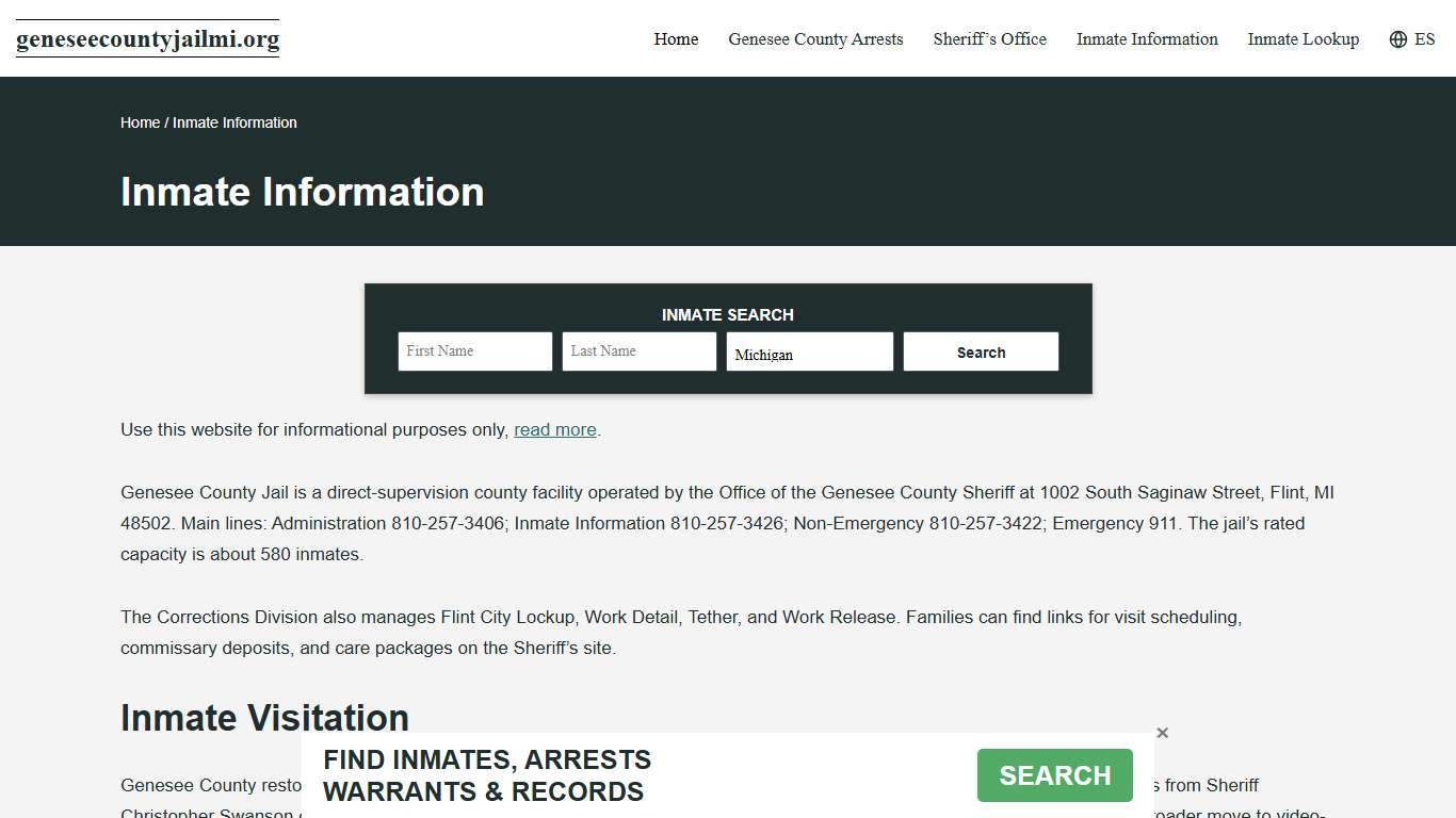 Genesee County, MI – Jail Mail, Calls, Visitation, Inmate Money